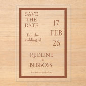 Copper Elegant Modern Wedding Acryl Uitnodigingen (Voorkant)