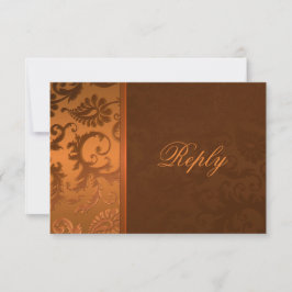 Copper en Brown Damask Reply Kaart