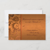 Copper en Brown Damask Reply Kaart (Achterkant)