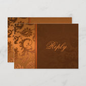 Copper en Brown Damask Reply Kaart (Voorkant / Achterkant)