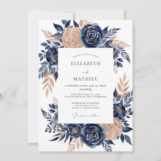 Copper Exquisite Autumnal Wedding Kaart (Voorkant)