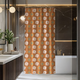 Copper Floral Curtain Pastel Boho Bathroom Douchegordijn