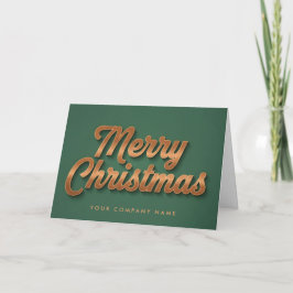 Copper Foil Retro Script Merry Christmas Feestdagen Kaart