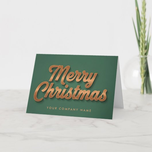 Copper Foil Retro Script Merry Christmas Feestdagen Kaart (Voorkant)
