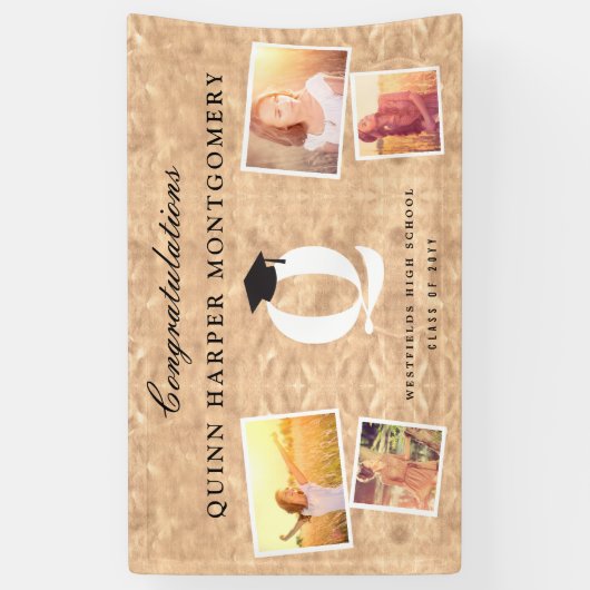 Copper Folie Monogram 4 Foto Graduy Party Spandoek (Verticaal)