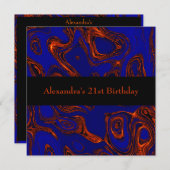 Copper Fractal Abstract Black Blue Event Kaart (Voorkant / Achterkant)