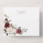 Copper Geometric Burgundy Blue Floral Wedding All In One Uitnodiging (Achterkant)