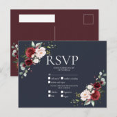 Copper Geometric Burgundy Blue RSVP Uitnodiging Briefkaart (Voorkant / Achterkant)