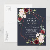 Copper Geometric Burgundy Blue Vrijgezellenfeest Aankondigingskaart (Voorkant / Achterkant)