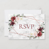 Copper Geometric Burgundy Marble Wedding RSVP (Voorkant)