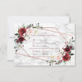 Copper Geometric Burgundy Marble Wedding RSVP (Achterkant)
