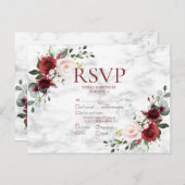 Copper Geometric Burgundy Marble Wedding RSVP Uitnodiging Briefkaart (Voorkant / Achterkant)