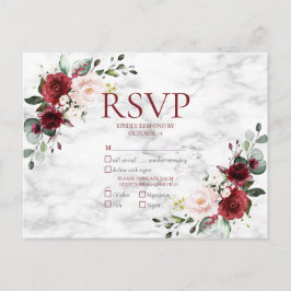 Copper Geometric Burgundy Marble Wedding RSVP Uitnodiging Briefkaart