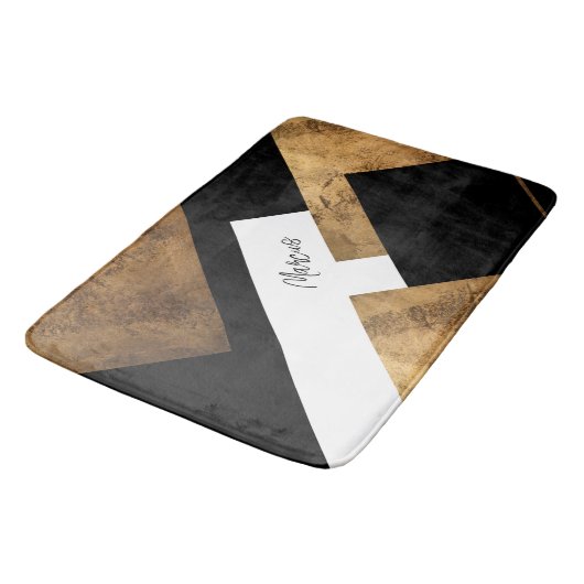 Copper Geometric Chic Monogrammed Badmat (Gekanteld)