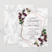 Copper Geometric Marble Burgundy Briefkaart Weddin (Voorkant / Achterkant)