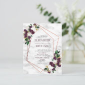 Copper Geometric Marble Burgundy Briefkaart Weddin (Staand voorkant)
