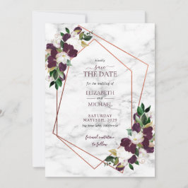 Copper Geometric Marble Burgundy Save the Date