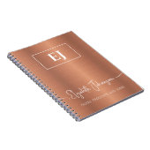 Copper Girly Monogram Script geborsteld metaal Fol Notitieboek (Rechterzijde)