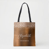 Copper Glam Metallic Script Bridesmaid Tote Bag (Voorkant)