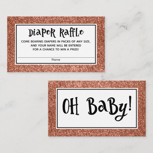 Copper Glitter Baby shower Luier Raffle Kaarten (Voorkant / Achterkant)