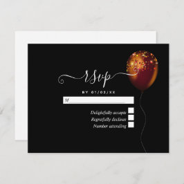 Copper Gold Confetti-ballon RSVP Kaartje
