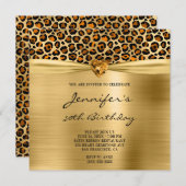 Copper Gold Leopard Folie Gem Heart 50e verjaardag Kaart (Voorkant / Achterkant)