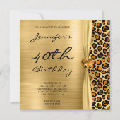 Copper Gold Leopard Folie Gem Ribbon 40th Birthday Kaart (Voorkant)