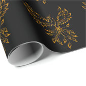 Copper Gold Phoenix rijdt op zwart Cadeaupapier (Rol Hoek)