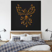 Copper Gold Phoenix rijdt op zwart Canvas Afdruk (Insitu (Slaapkamer))