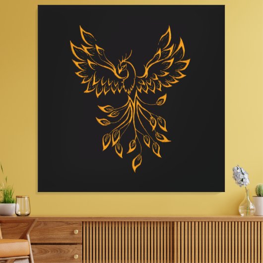 Copper Gold Phoenix rijdt op zwart Canvas Afdruk (Insitu (Woonkamer))