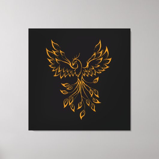 Copper Gold Phoenix rijdt op zwart Canvas Afdruk (Voorkant)