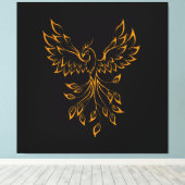Copper Gold Phoenix rijdt op zwart Canvas Afdruk (Insitu (Houten vloer))