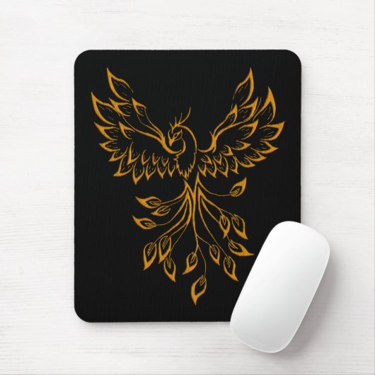 Copper Gold Phoenix rijdt op zwart Muismat (Met muis)