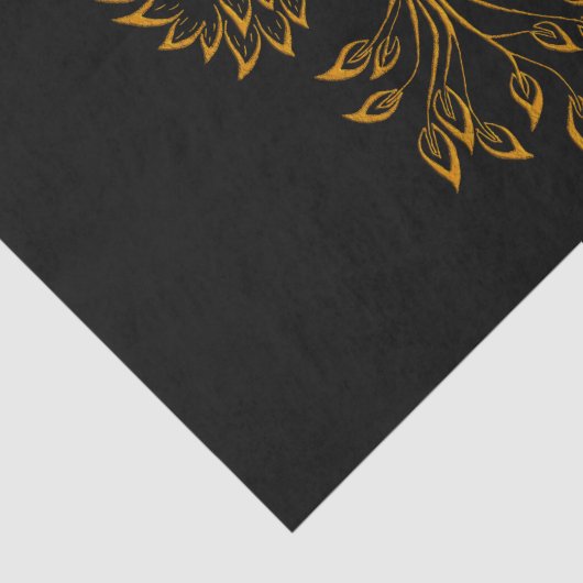 Copper Gold Phoenix rijdt op zwart Tissuepapier (Detail)