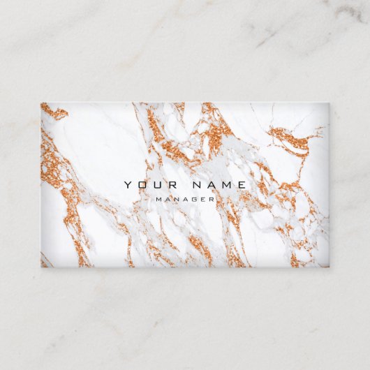 Copper Gold White Grey Carrara Marble Appointment Afsprakenkaartje (Voorkant)