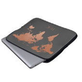 Copper Grey Professional Wereldkaart Monogramed Laptop Sleeve (Voorkant onderkant)