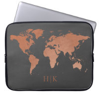 Copper Grey Professional Wereldkaart Monogramed
