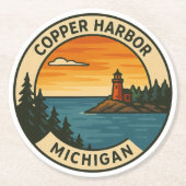 Copper Harbor Coaster Set Ronde Kartonnen Onderzetter (Voorkant)