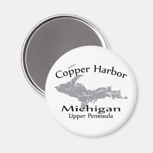 Copper Harbor Michigan Map Magnet (Voorkant / Achterkant)