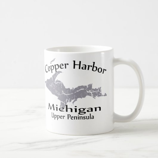 Copper Harbour Michigan Hart Kaart Ontwerp Mok (Rechts)