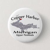 Copper Harbour Michigan Heart Map Design Button (Voorkant)