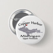 Copper Harbour Michigan Heart Map Design Button (Voorkant /achterkant)