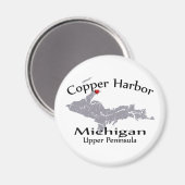 Copper Harbour Michigan Heart Map Design Magnet (Voorkant / Achterkant)