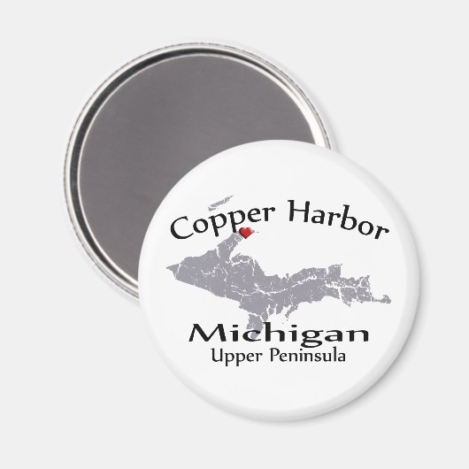 Copper Harbour Michigan Heart Map Design Magnet (Voorkant / Achterkant)