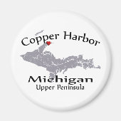 Copper Harbour Michigan Heart Map Design Magnet (Voorkant)