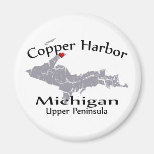 Copper Harbour Michigan Heart Map Design Magnet