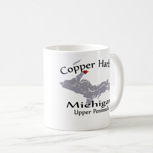 Copper Harbour Michigan Heart Map Design Mok (Voorkant rechts)