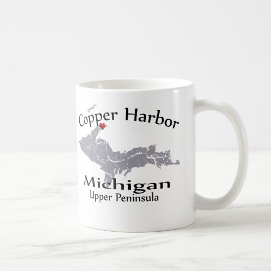 Copper Harbour Michigan Heart Map Design Mok (Rechts)