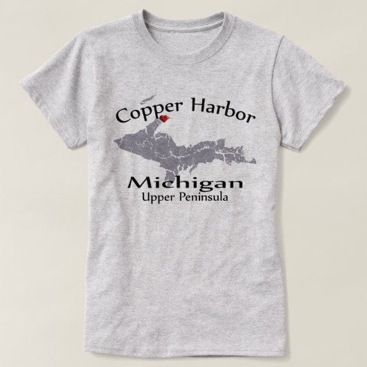 Copper Harbour Michigan Heart Map Design T-shirt (Design voorkant)