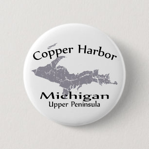 Copper Harbour Michigan Map Design Button